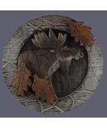 Moose Round Carved Wall Plaque - £22.30 GBP