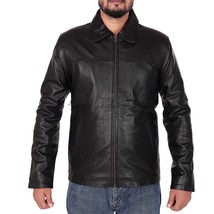 Stylish Casual Handmade Men Classic Leather Lambskin Shirt Soft  Formal Black - £83.58 GBP