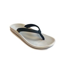 Olukai PI&#39;OE Slip On Thong Flip Flops Womens 9 Sandals Trench Blue Mist Grey - $43.56