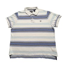 Chaps Shirt Mens XL Blue Striped Polo Natural Stretch Collared Short Sleeve - £12.47 GBP