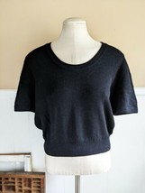St. John Basics Short Sleeve Santana Knit Top Sweater Scoop Neck Black Large - £39.04 GBP