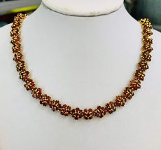 15CT Round Cut Simulated Garnet Women&#39;s Necklace Gold Plated 925 Silver - £209.92 GBP