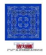 XL BIG SUPER OVER-SIZED ROYAL BLUE PAISLEY 27" Bandanna HEAD BANDANA Wrap Scarf - $10.49