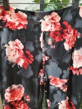 No Boundaries Women&#39;s Black Floral Polyester Mid Rise Pull On Trouser Pa... - $22.00
