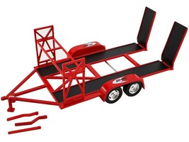 Tandem Car Trailer with Tire Rack Red &quot;So-Cal Speed Shop&quot; 1/18 Diecast Model by - £62.62 GBP