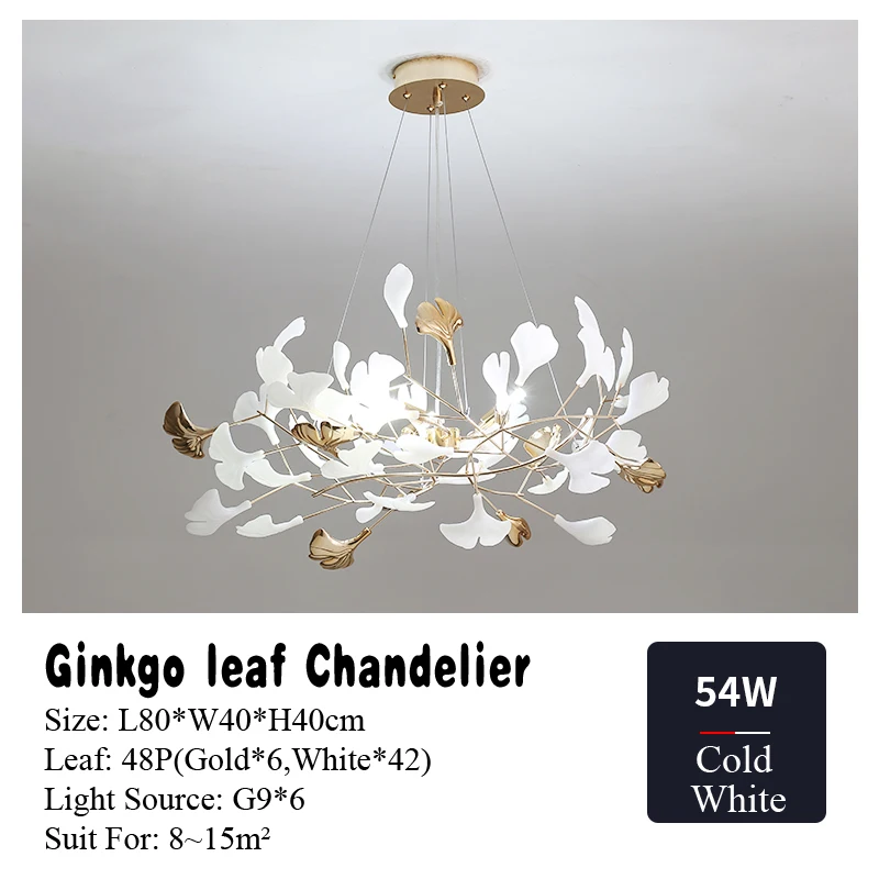  Romantic Ginkgo Leaf Chandelier   Hanging Light  Art Creative Pendant Lamp For  - £129.41 GBP