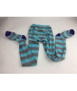 Hanna Andersson 130 140 Girls Footed Tights Aqua Gray Winter Striped Fun - €20,88 EUR