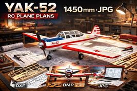 Yak-52 RC Plane-Plans DXF,BMP,JPG Laser Cut Model 1450mm Wingspan CNC Fi... - $25.18