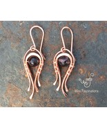 Handmade copper earrings with wire wrapped smoky fluorite - €25,67 EUR