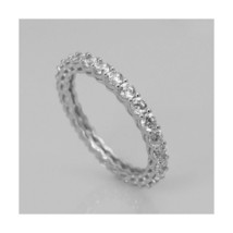 1.50 Ct 14K White Gold Plated Round Diamond Eternity Endless Wedding Ring Band - £64.51 GBP