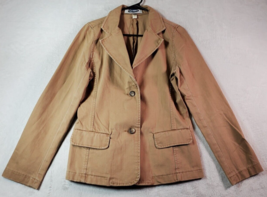 Old Navy Blazer Jacket Womens Medium Tan Cotton Pockets Single Breasted ... - £11.59 GBP