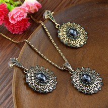 Ohemia women jewelry sets antique gold color gray crystal drop earring necklace turkish thumb200