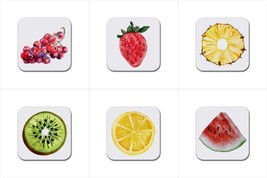 Summer Fruit Beverage Drink Kitchen Bar Coasters Rubber Neoprene Set Of 6 - £23.71 GBP