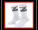 TWO Pair Adult Nike Sportswear Everyday Essential Logo Crew WHITE Socks ... - $31.67