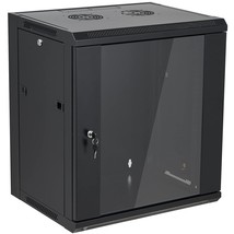 12U Wall Mount Server Cabinet Network Rack Enclosure Locking Glass Door - $262.99
