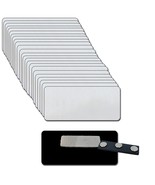 BLANK SILVER NAME BADGE KIT (U) 25 MAGNETS LABELS 1 1/2 X 3 TAGS 1/8" CORNERS - $1,015.80 MXN