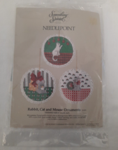 1984 VTG Something Special Needlepoint Kit 30451 ~ Rabbit, Cat, Mouse Ornaments - £14.99 GBP