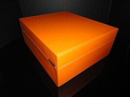 Brizard Airflow Humidor in Racing Orange Leather with cutter and lighter NIB image 7