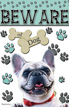 French Bulldog Beware Of Dog Double Sided Funny Pet Puppy Garden Flag Em... - $13.54