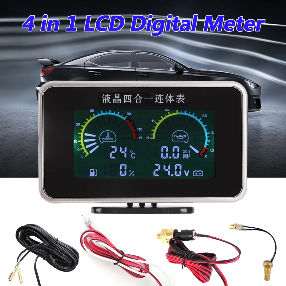 LCD Car Digital Oil Pressure Gauge Car Accessories Digital Display Sensor - £33.68 GBP