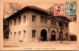 1910s Postcard Cambodia Pnom Penh w Indochine 6 &amp; 1/2 Cent Stamp UNP Burreaux  - £48.75 GBP