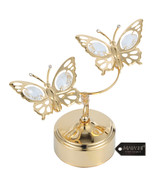 Matashi 24K Gold Plated Music Box &amp; Crystal Double Butterfly Figurine Or... - $893.13 MXN