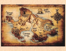 Disney Peter Pan Map Of Neverland COLOR Lost Boys Skull Rock Prop/Replica - £2.43 GBP