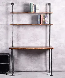 Industrial Style Office Decor,Computer Desk 47.2&quot;20&quot;79&quot; With 2-Tier Stor... - $315.99