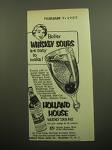 1957 Holland House Whiskey Sour Mix Ad - Better Whiskey Sours are easy to make! - £14.54 GBP