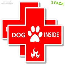 2x Dog Inside Fire Emergency Pet Laptop Bumper Car Truck Vinyl Sticker Decals 3&quot; - £3.15 GBP