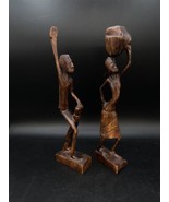 African Hand Carved Wooden Figures Wood Man &amp; Woman Vintage Pair - $504.90 MXN