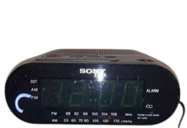 Sony Dream Machine ICF-C218 Black Fm Am Radio Alarm Clock Green Led - Works! G41 - £8.35 GBP