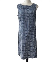 Talbots Woman Size 12W Sleeveless Shift Dress Embroidered Blue White Lined - £19.73 GBP