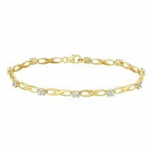 14k Yellow Gold Plated 1.50Ct Round Moissanite Infinity Tennis Bracelet 7&quot; inch - £210.15 GBP