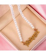 Gold BABYGIRL Pendant Style Statement Chain Word Pearl Necklace Fashion ... - £16.47 GBP