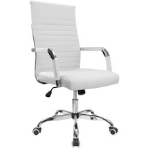 Mid-Back Ribbed PU Leather Executive Desk Chair with Adjustable Swivel, ... - $1,974.34 MXN+