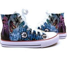 Joker Fan Art Custom Converse All Star, Supervillain Custom Sneakers, Hi... - £79.82 GBP+