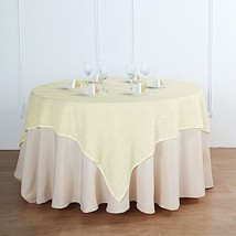 Ivory 72X72&quot;&quot; Square Table Overlay Premium Faux Burlap Polyester Wedding Gift - £21.82 GBP