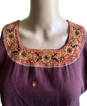 Women Embroidered Dress Kurti Indian Embellished Mirrors Tunic Top Purple Kurta - £30.86 GBP