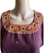 Women Embroidered Dress Kurti Indian Embellished Mirrors Tunic Top Purpl... - £30.86 GBP