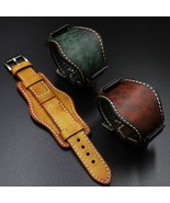 20mm 22mm 24mm Men Genuine Leather Cuff Watch Band Strap With Mat For Fo... - £17.64 GBP