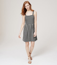 New Ann Taylor LOFT Mixed Striped Black White Flare Cotton Tank Sundress M L - $34.99