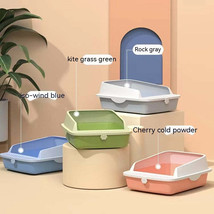 Semi-Closed Cat Litter Box Set with Scoop - Pet Toilet Bedpan for Cats a... - £27.77 GBP+