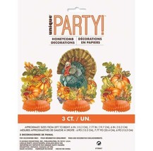 Mini Honeycomb  Traditional Thanksgiving Turkey Decorations 3 Ct - £3.46 GBP