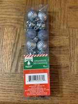 Christmas House Ornaments Blue/Silver Glitter Striped - £9.40 GBP