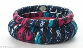 Cara Couture Black Ethnic Print Fabric 2 Piece Bangle Set NEW $105 Size 8 - £31.96 GBP