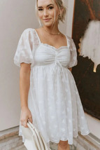 Altar&#39;d State Happily Ever After Puff Sleeve Short White Party Dance Dress L NEW - £39.56 GBP