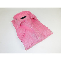 Men's Ciazzo Turkey 100% Linen Breathable Shirt Short Sleeves #Linen 29 Pink image 2