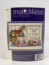 SUGARPLUM Munchkins Counted Cross Stitch Kit Baby Date Noahs Ark Train Elephant - £3.71 GBP