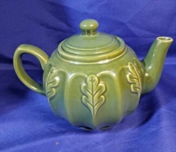 Furio Home Bamboo-Green Medium Ceramic Teapot w/ Oak Leaves - £29.88 GBP